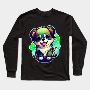 "Cheerful Paws: A Colorful and Creative Delight with a Cute Dog" Long Sleeve T-Shirt